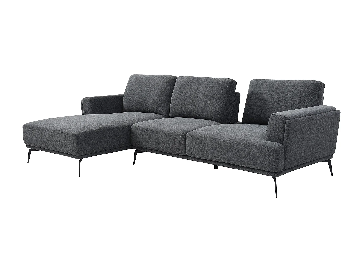 Höger vinkelformad soffa med skjutbart ryggstöd i texturerad antracitgrå tyg ARSODA