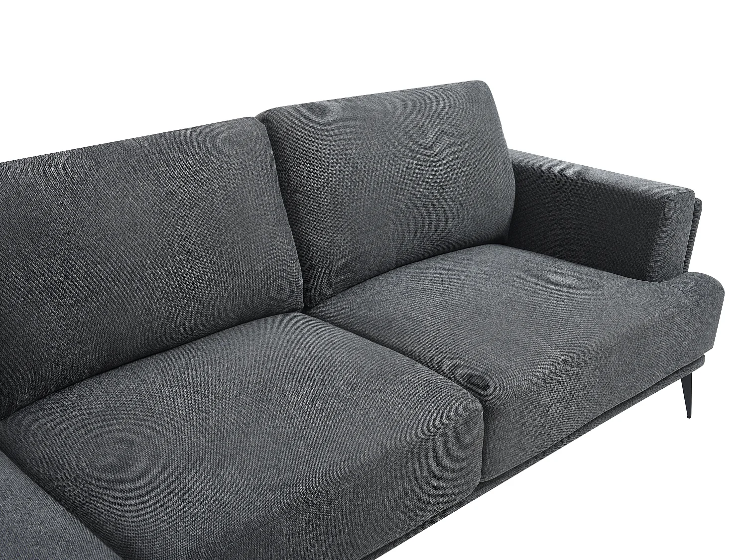 Höger vinkelformad soffa med skjutbart ryggstöd i texturerad antracitgrå tyg ARSODA