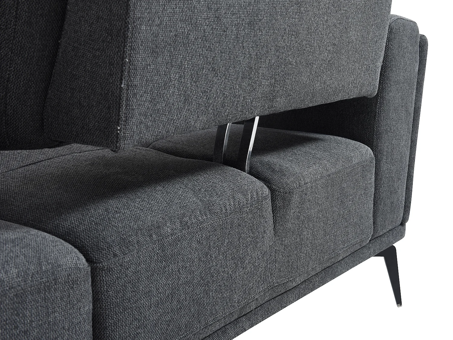 Höger vinkelformad soffa med skjutbart ryggstöd i texturerad antracitgrå tyg ARSODA
