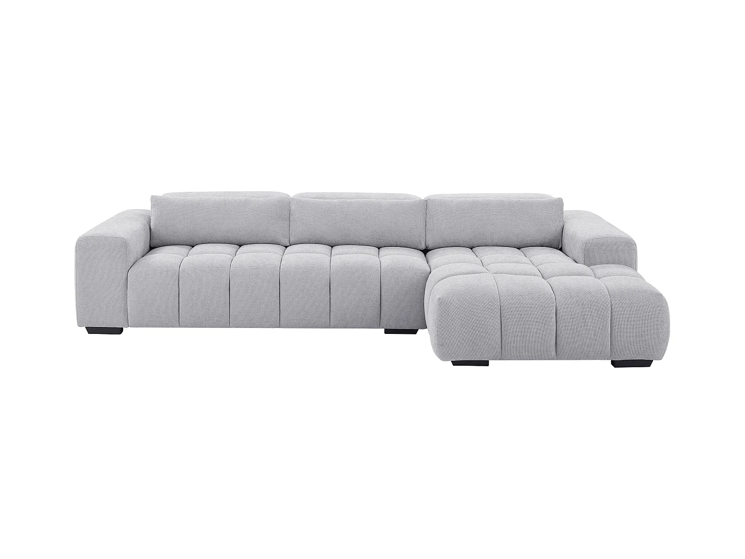 Canapé d'angle droit en tissu texturé gris LOPONZA