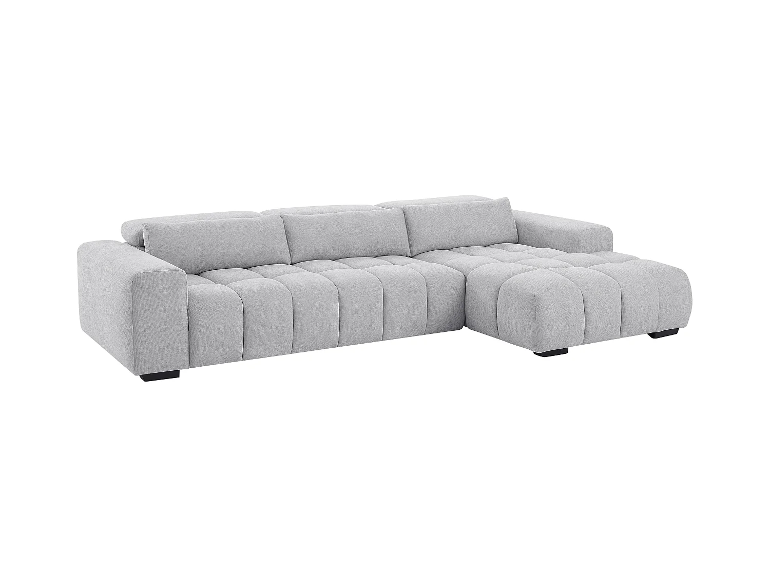 Canapé d'angle droit en tissu texturé gris LOPONZA