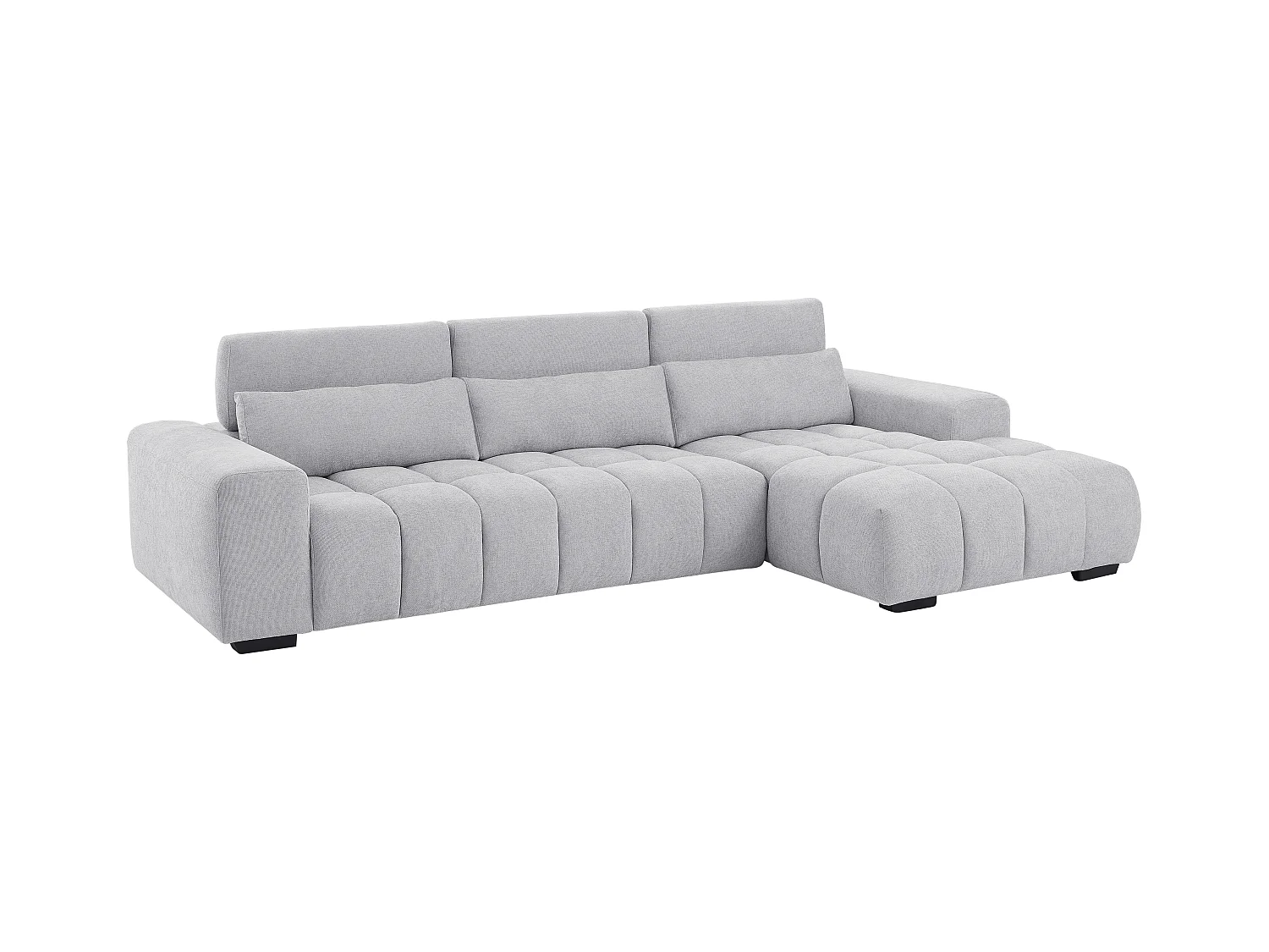 Canapé d'angle droit en tissu texturé gris LOPONZA