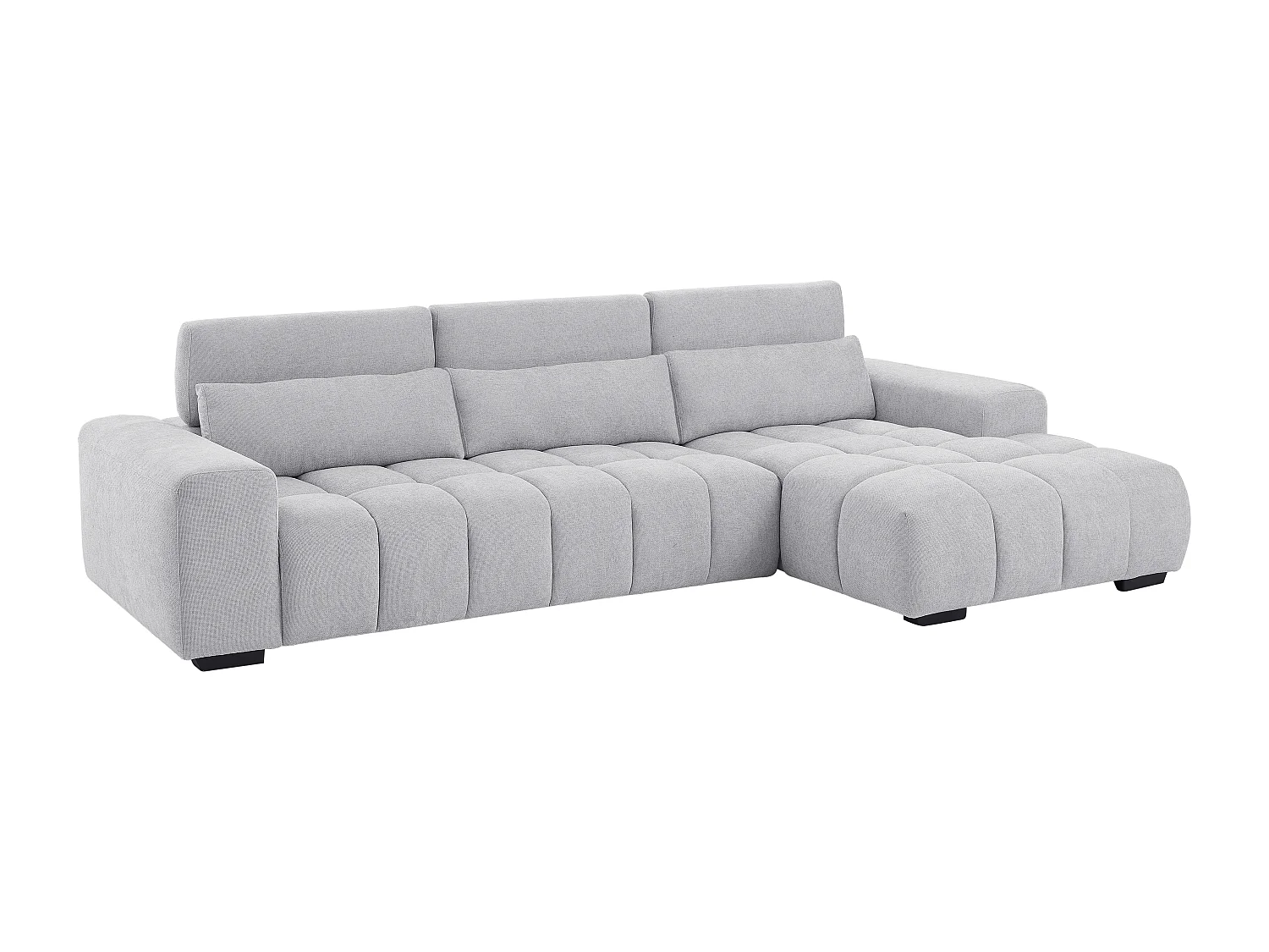 Canapé d'angle droit en tissu texturé gris LOPONZA