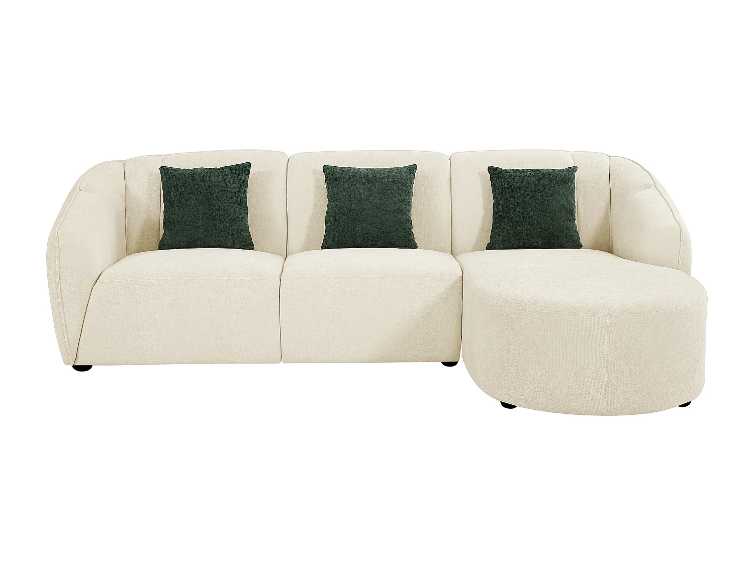 Ecksofa - Ecke rechts - Strukturstoff - Beige - NETOMIA