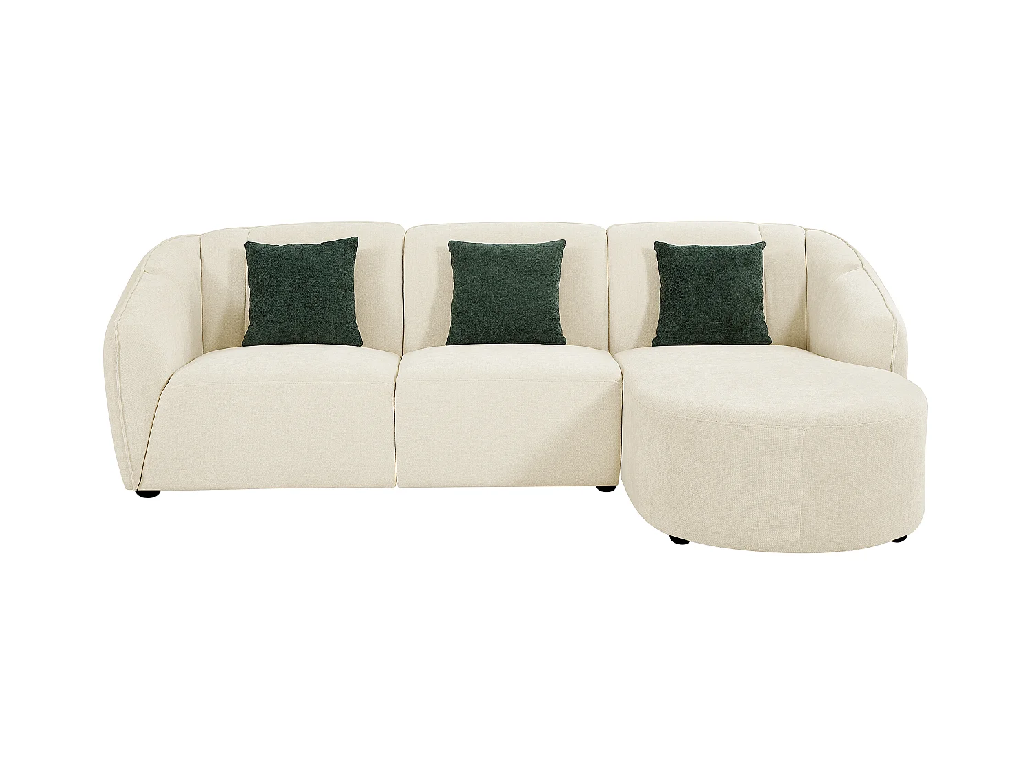 Canapé d'angle droit en tissu beige texturé NETOMIA
