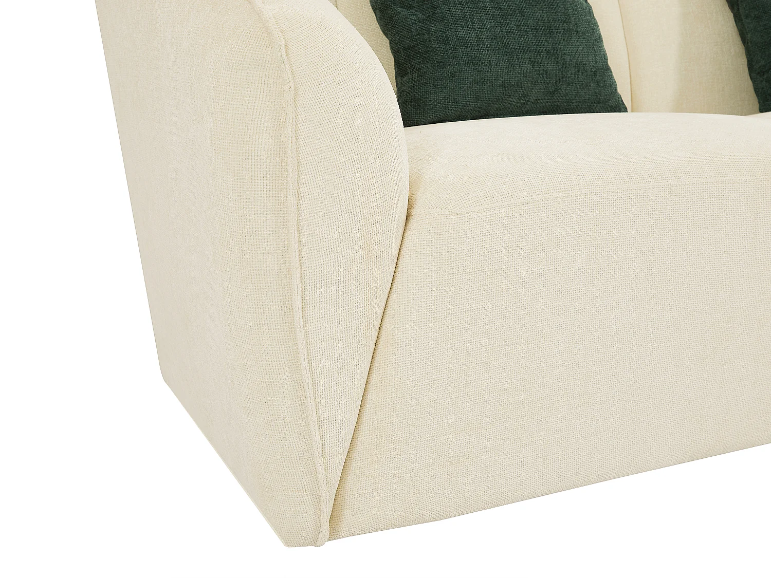 Canapé d'angle droit en tissu beige texturé NETOMIA