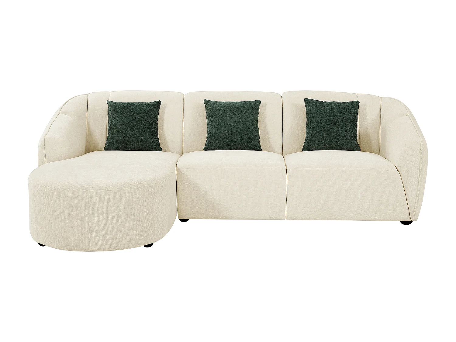 Canapé d'angle gauche en tissu beige texturé NETOMIA