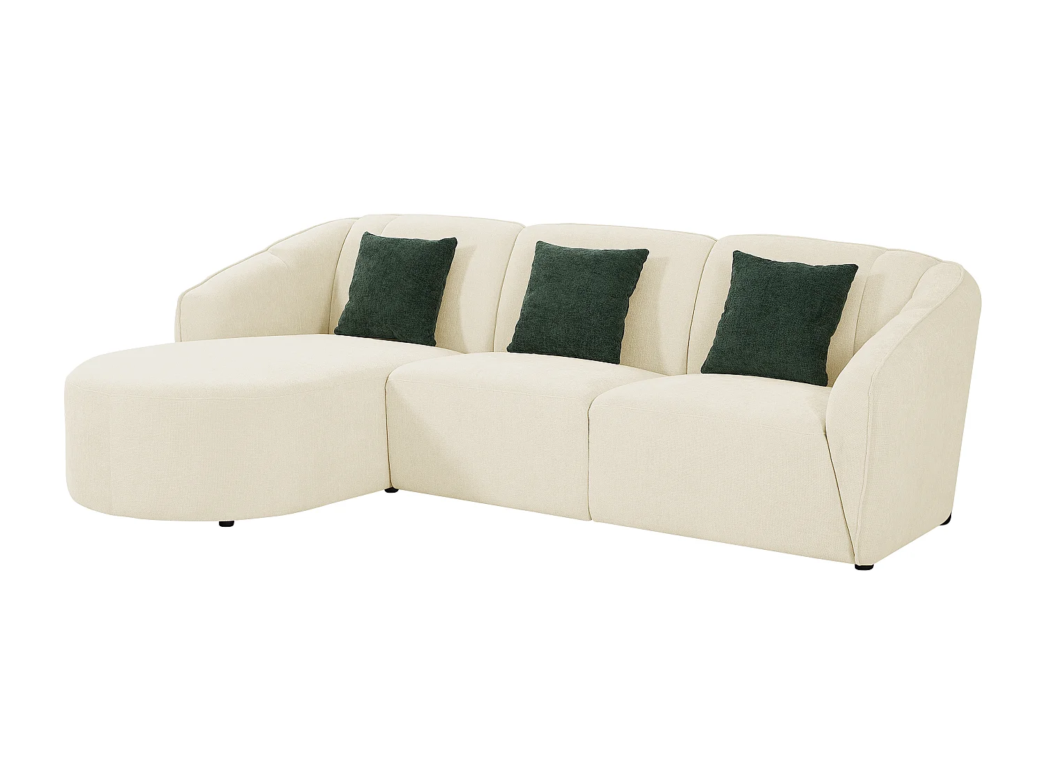 Canapé d'angle gauche en tissu beige texturé NETOMIA