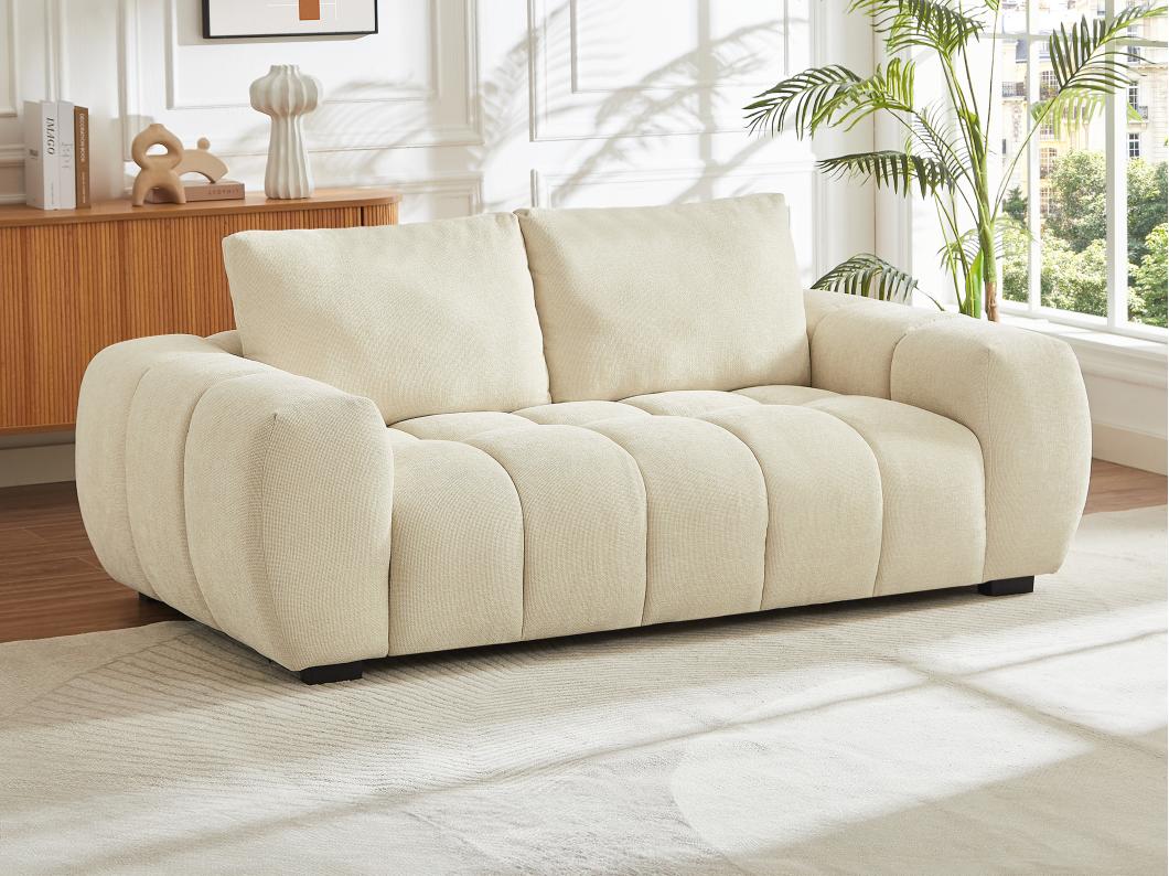 Sofa 3-Sitzer - Stoff - Beige - BERENIA