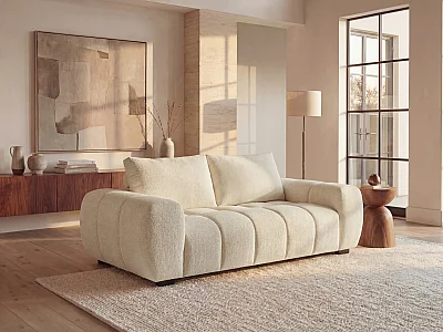 BERENIA 3-sitssoffa i beige texturerat tyg