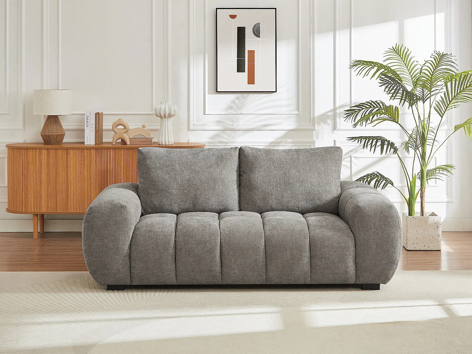 Sofa 3-Sitzer - Stoff - Grau - BERENIA
