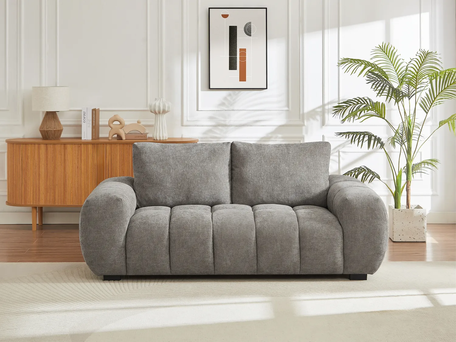 Canapé 3 places en tissu texturé gris BERENIA