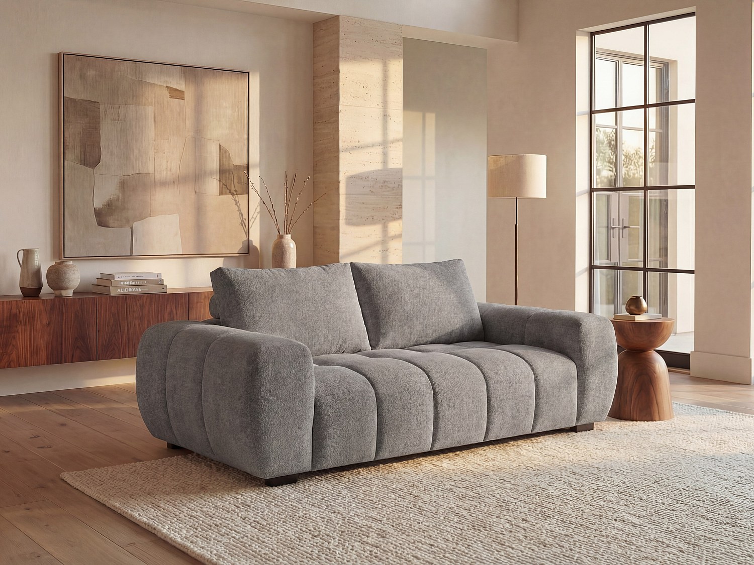 Sofa 3-Sitzer - Stoff - Grau - BERENIA günstig online kaufen