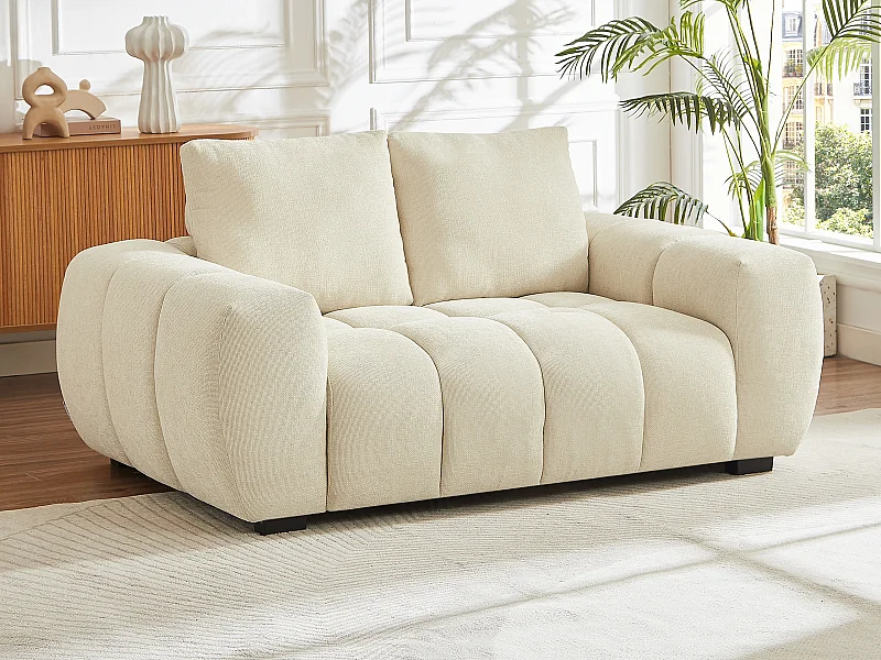 Sofá de 2 plazas de tela beige BERENIA