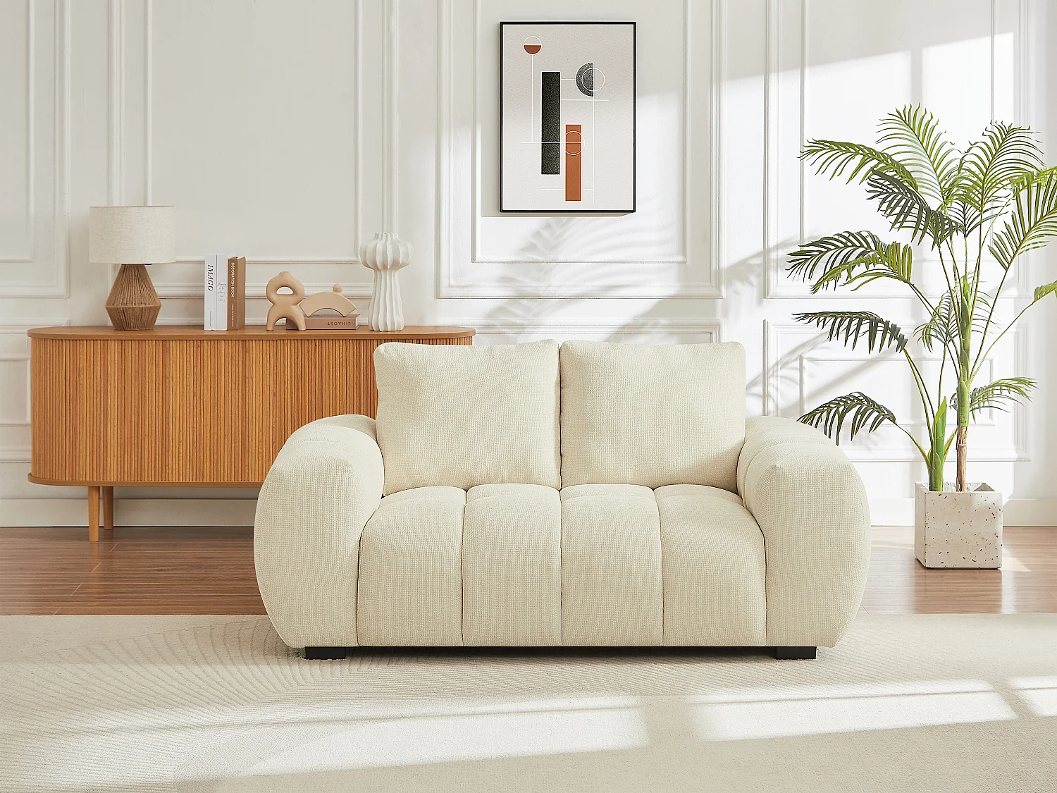 Sofa 2-Sitzer - Stoff - Beige - BERENIA