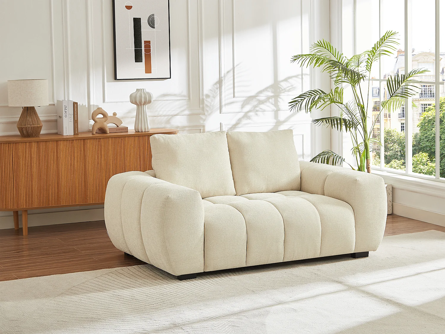 Sofa 2-Sitzer - Stoff - Beige - BERENIA