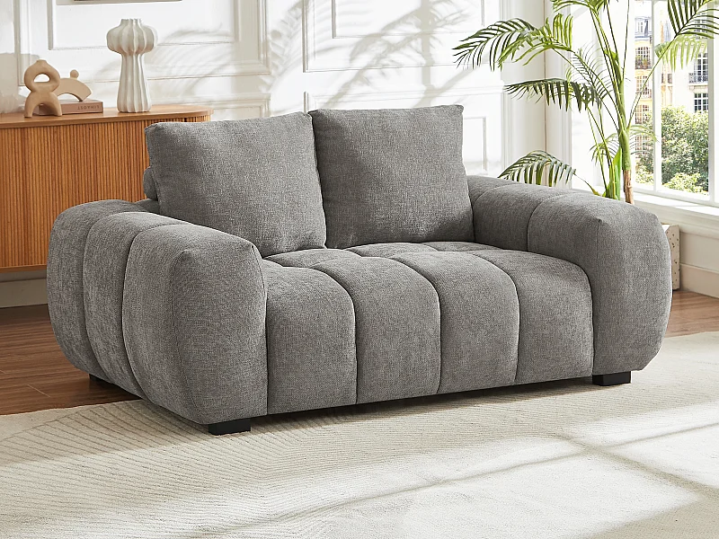 Sofa 2-Sitzer - Stoff - Grau - BERENIA