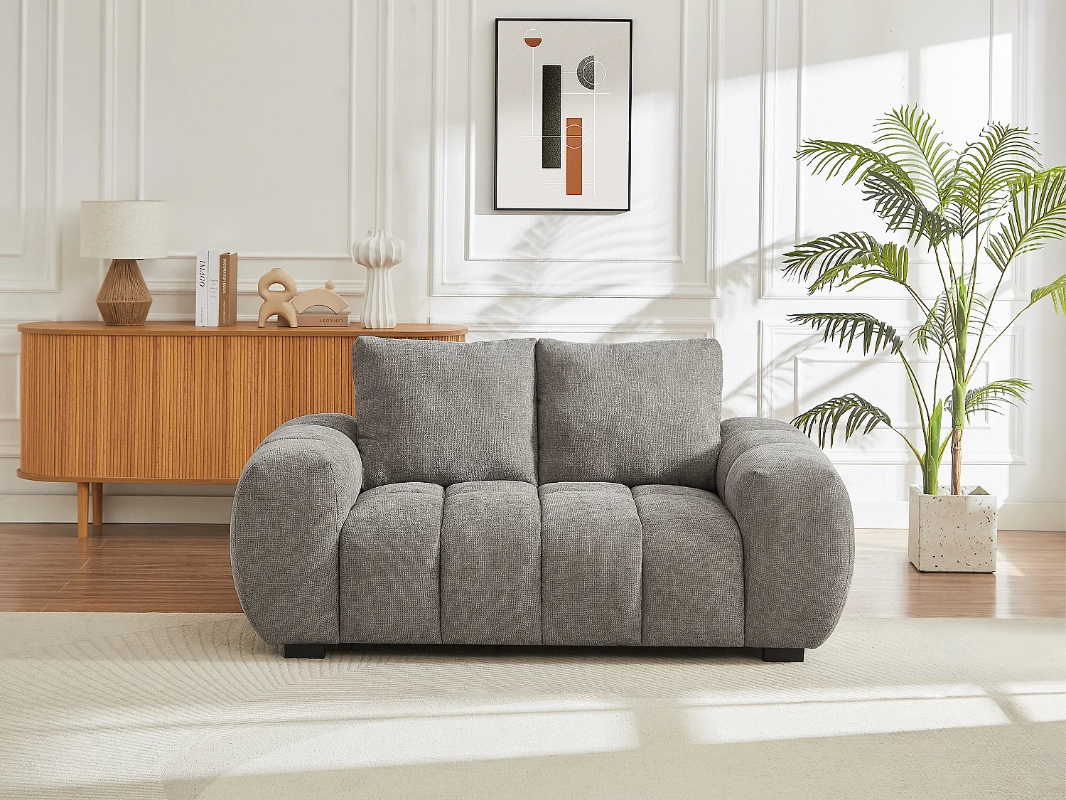 Sofa 2-Sitzer - Stoff - Grau - BERENIA