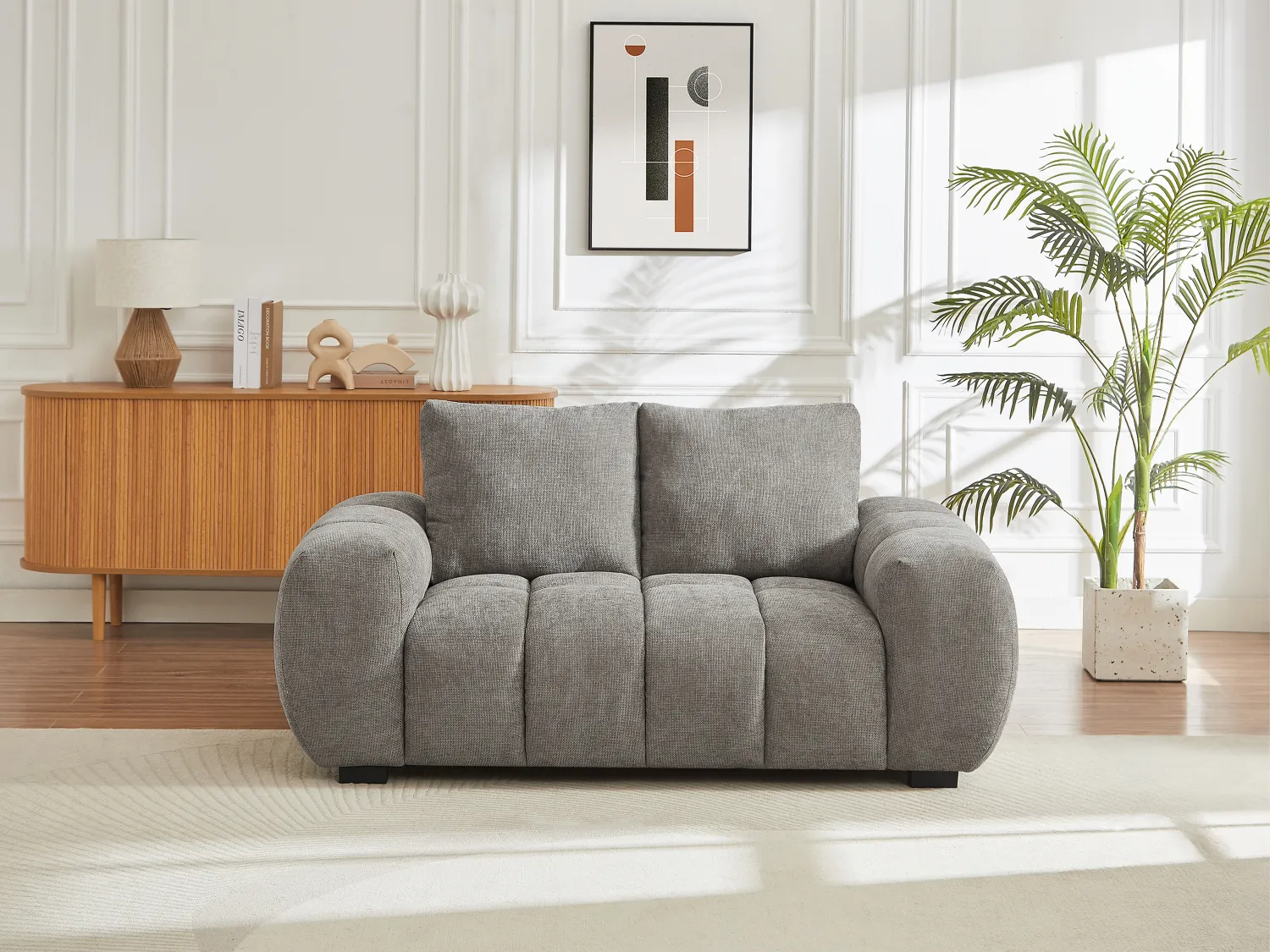 Sofa 2-Sitzer - Stoff - Grau - BERENIA