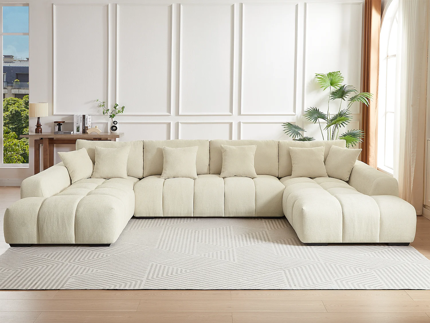 Großes Ecksofa - Stoff - Beige - BERENIA