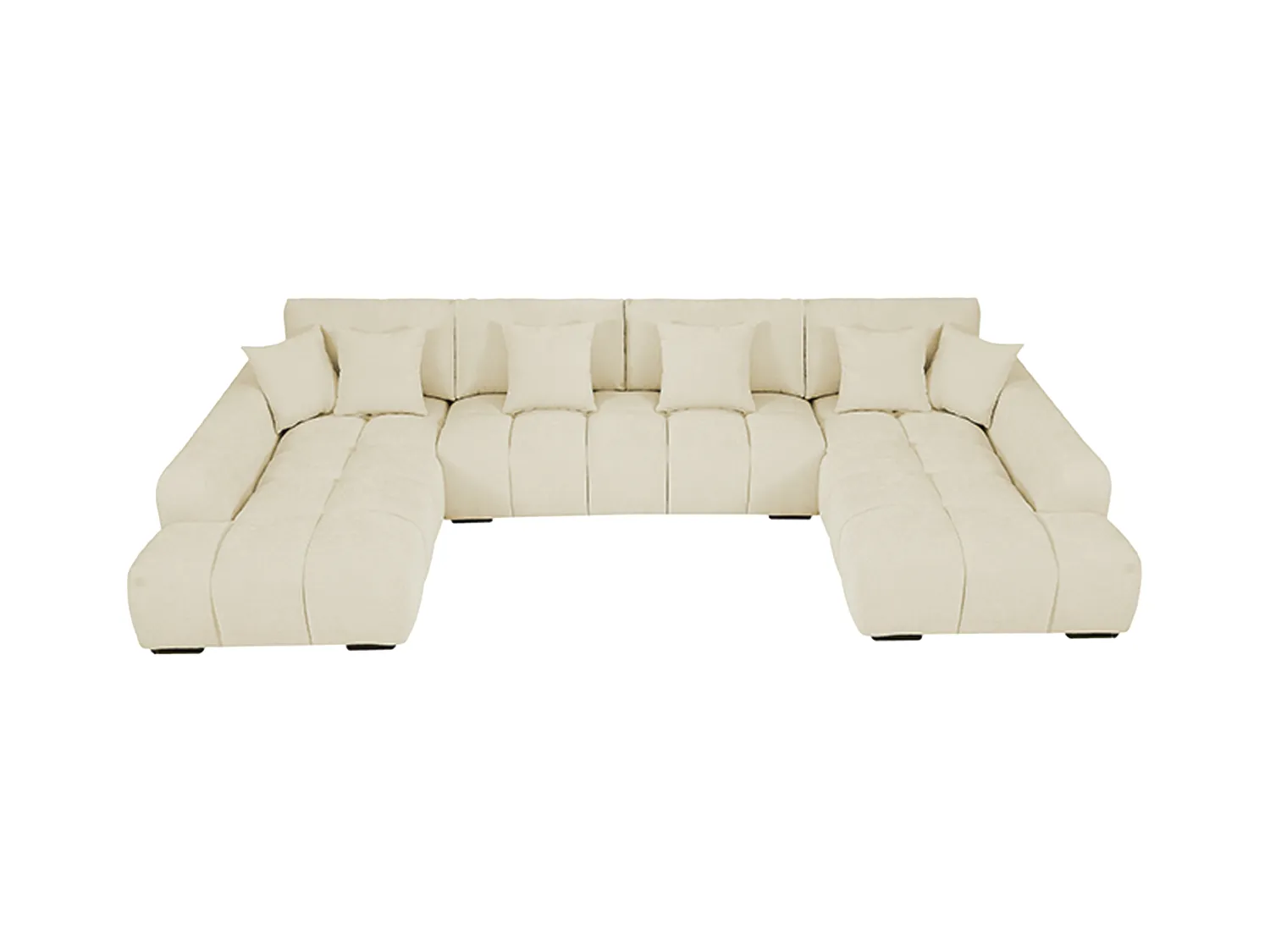 Kanapa narożna dużych rozmiarów z beżową tapicerką - BERENIA