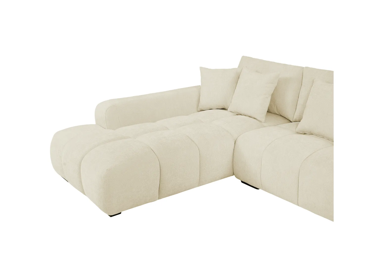 Kanapa narożna dużych rozmiarów z beżową tapicerką - BERENIA