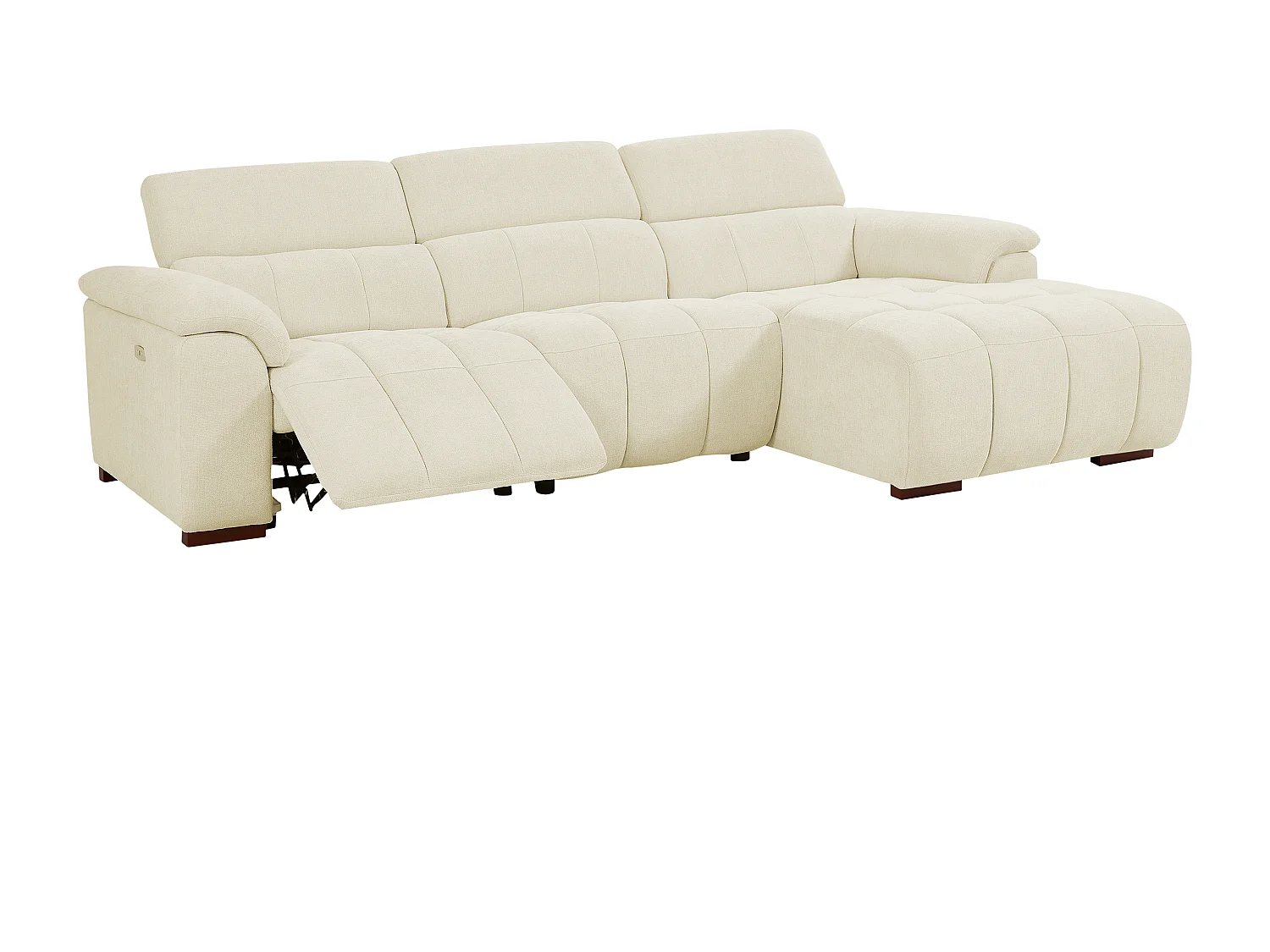 Sofá rinconera derecha relax eléctrico de tela beige MOLPICA