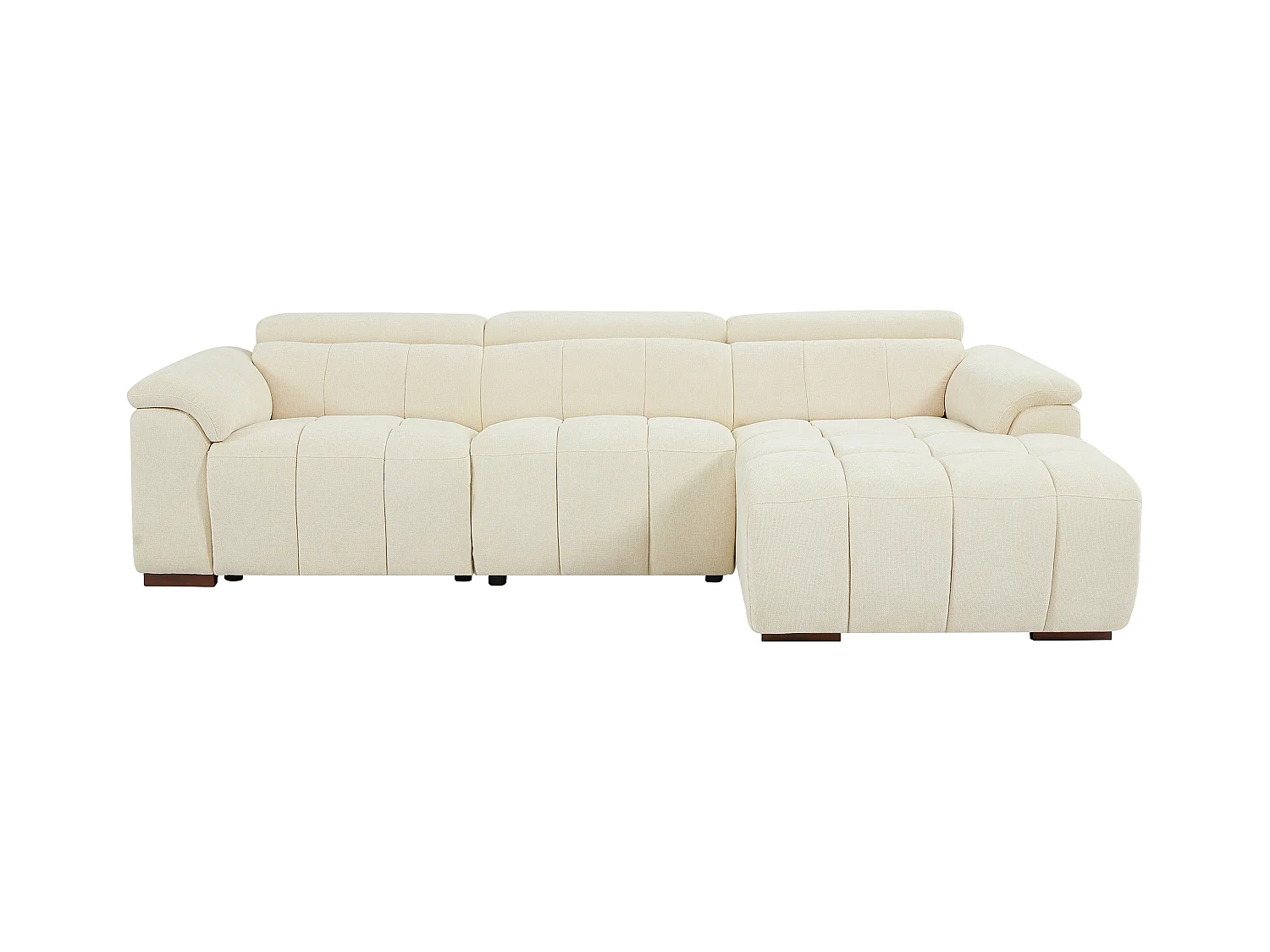 Elektrische relaxbank met rechtse hoek in beige stof MOLPICA