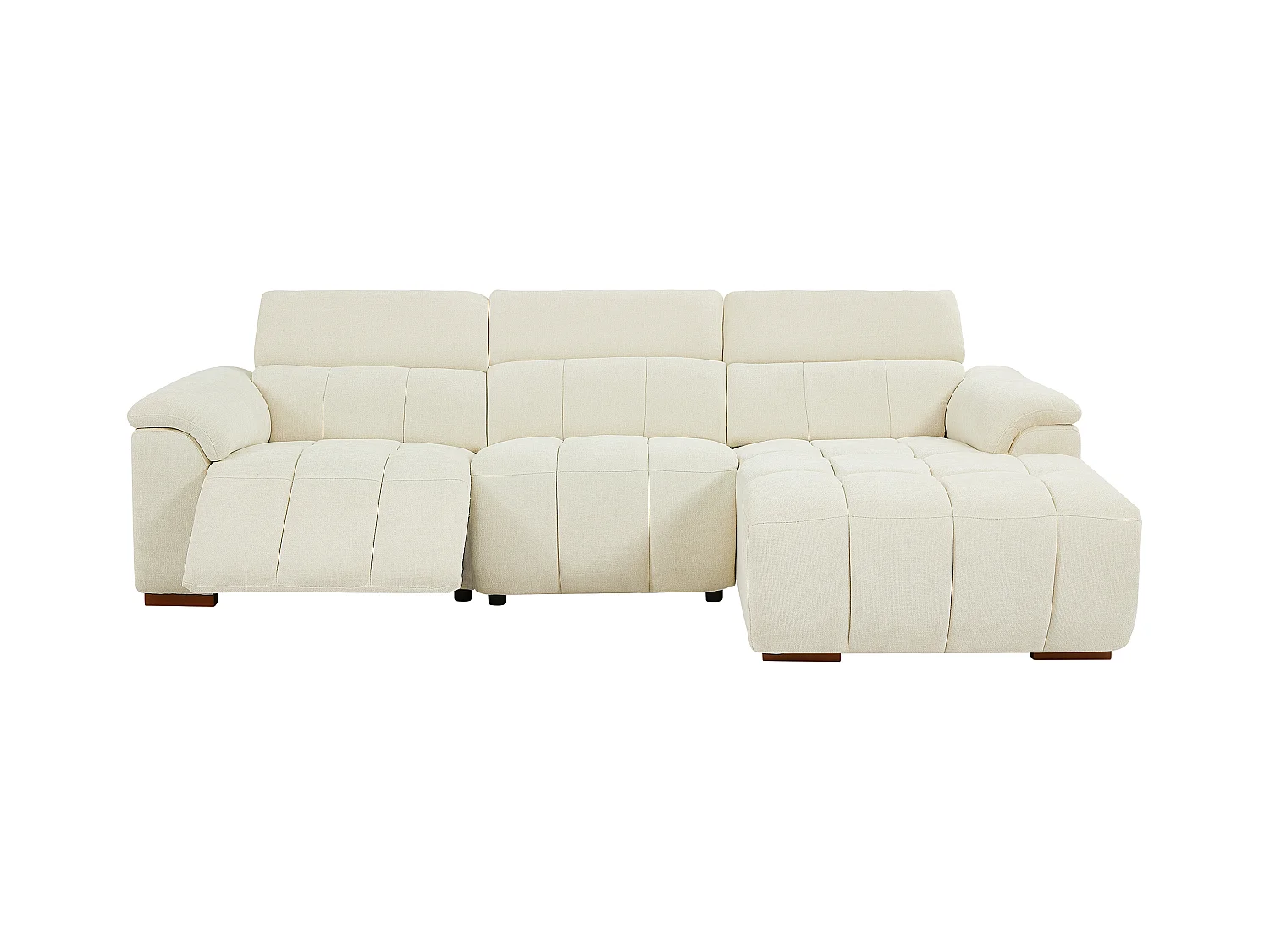 Elektrische relaxbank met rechtse hoek in beige stof MOLPICA