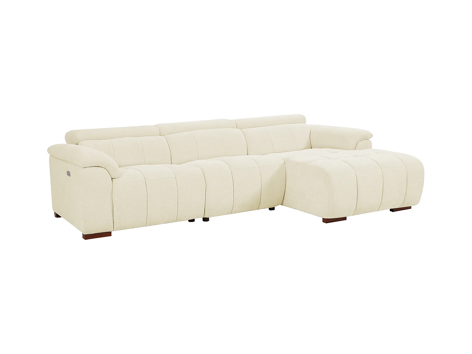 Elektrische relaxbank met rechtse hoek in beige stof MOLPICA