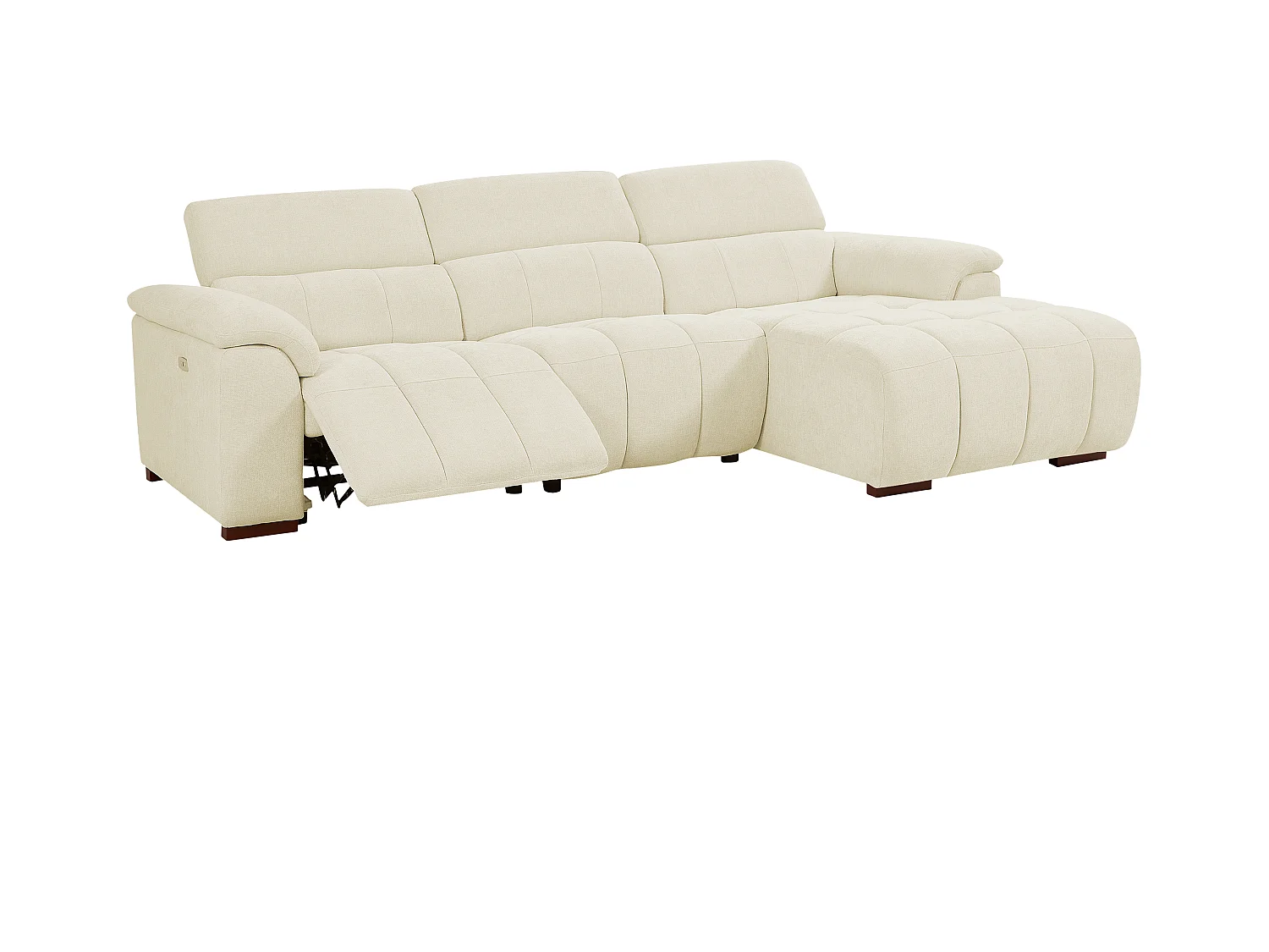 Elektrische relaxbank met rechtse hoek in beige stof MOLPICA