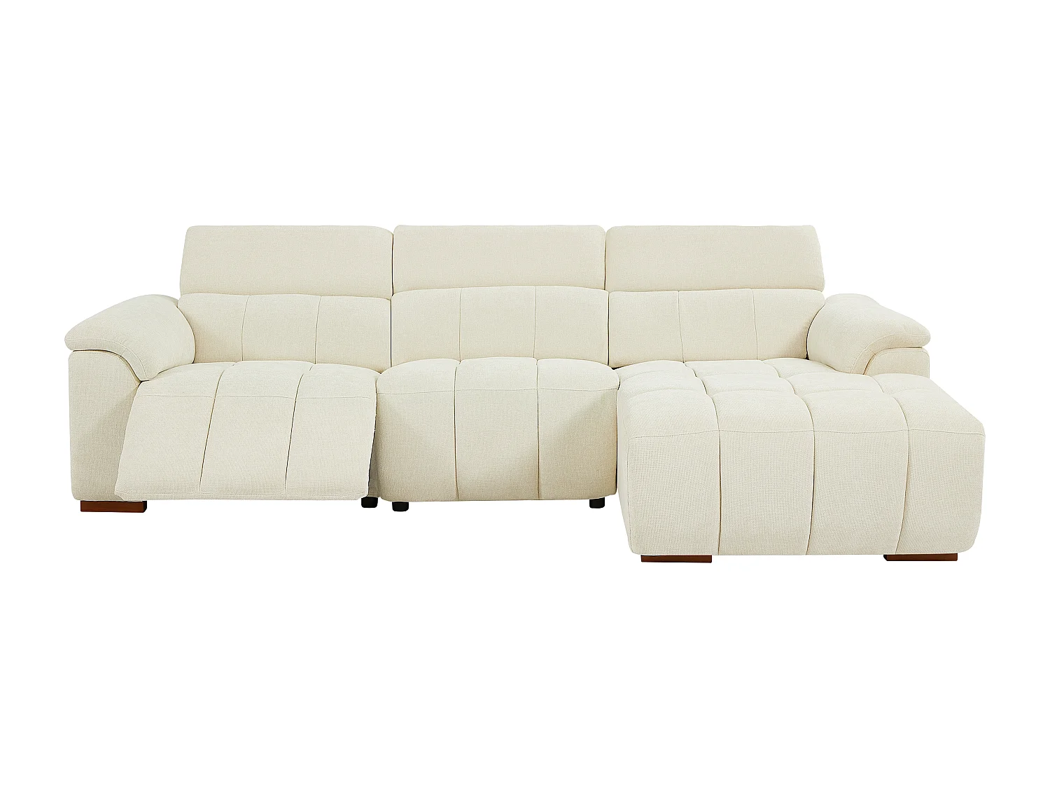 Canapé d'angle droit relax électrique en tissu beige MOLPICA