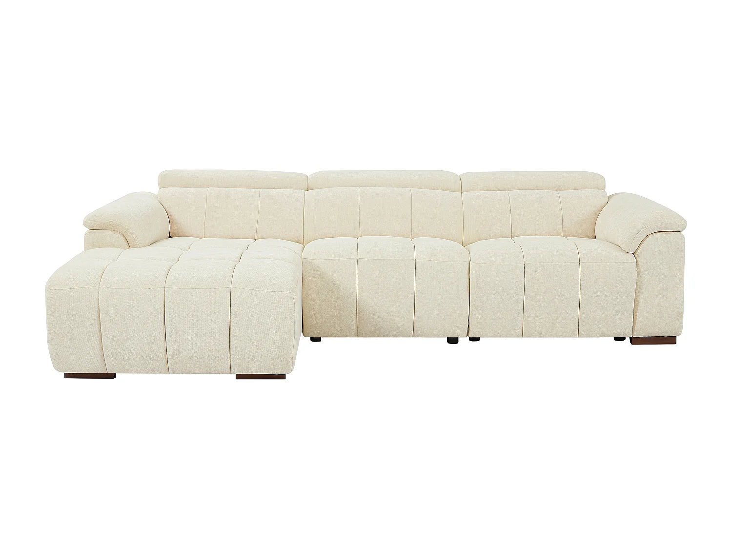 Sofá rinconera izquierdo relax eléctrico de tela beige MOLPICA