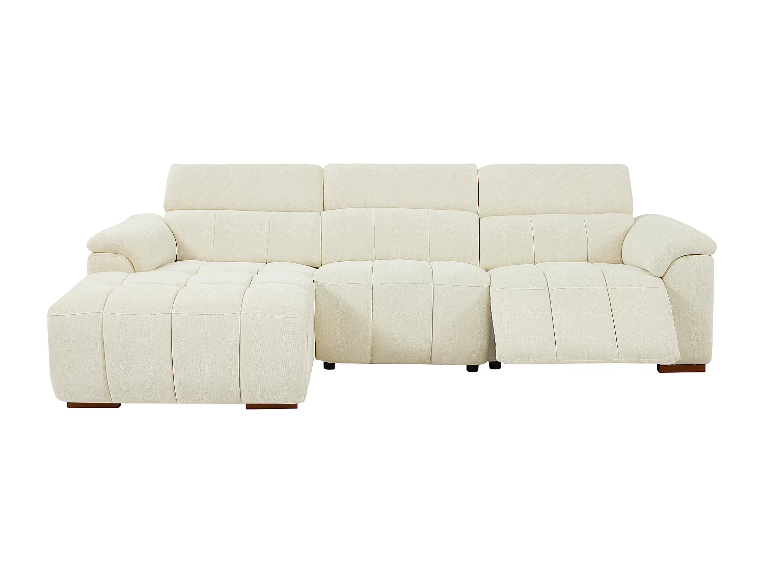 Sofá rinconera izquierdo relax eléctrico de tela beige MOLPICA