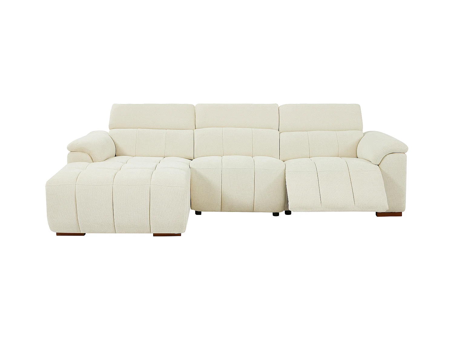 Canapé d'angle gauche relax électrique en tissu beige MOLPICA