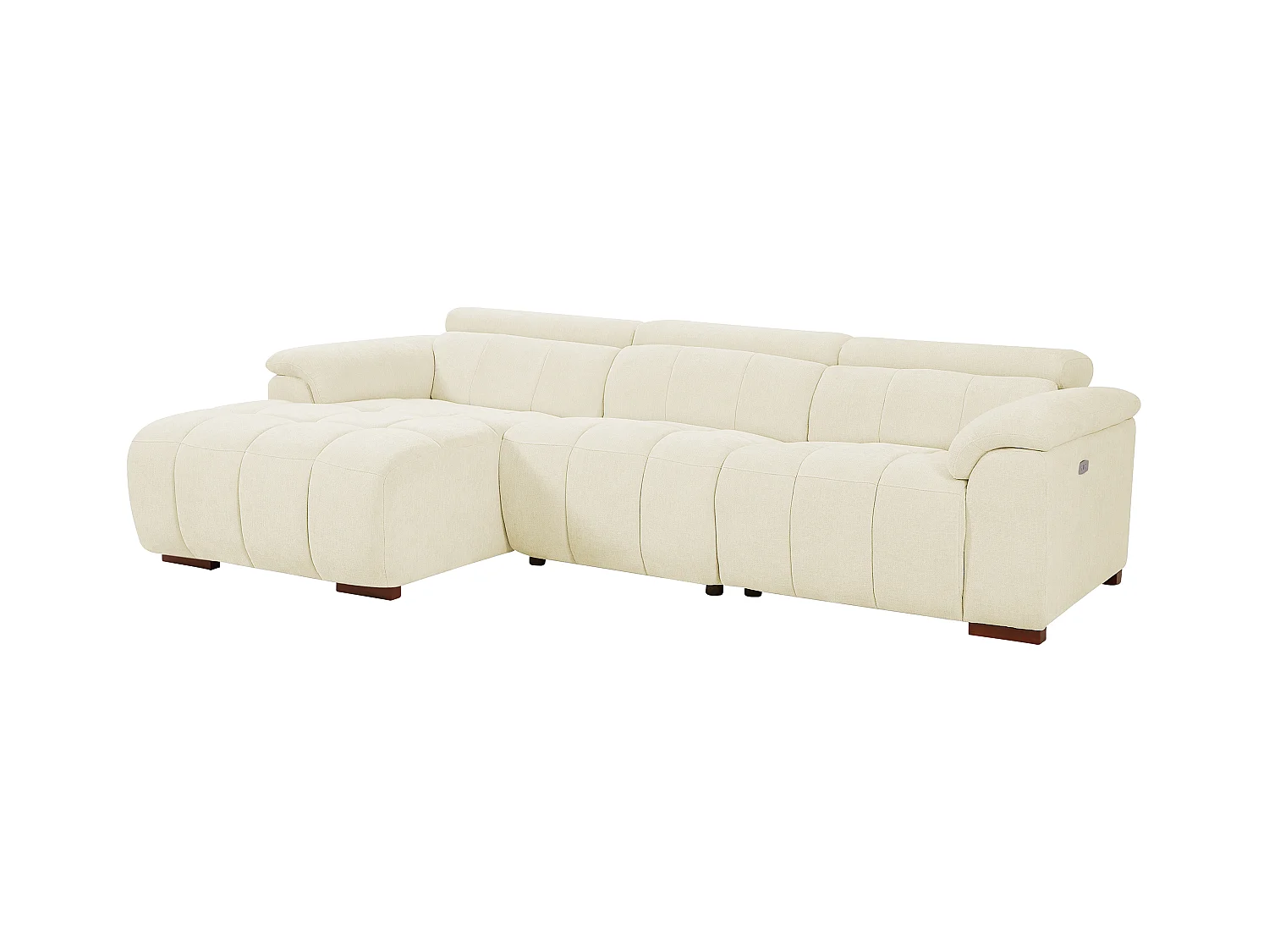 Canapé d'angle gauche relax électrique en tissu beige MOLPICA