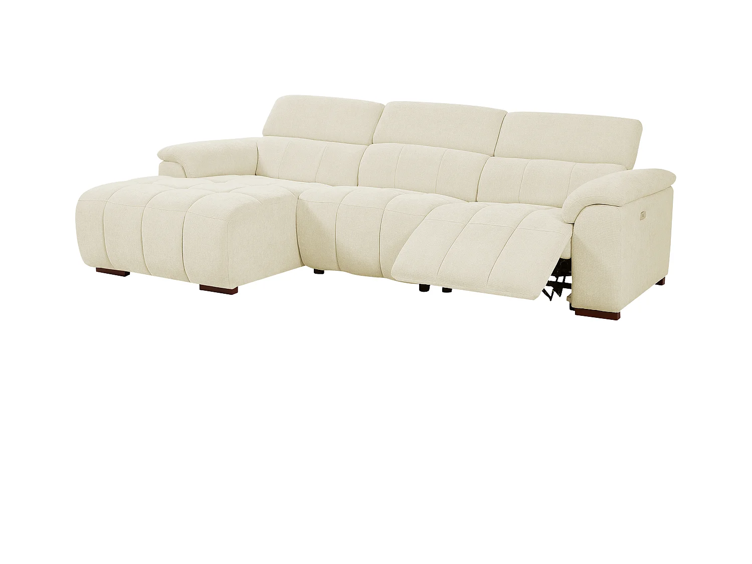 Canapé d'angle gauche relax électrique en tissu beige MOLPICA
