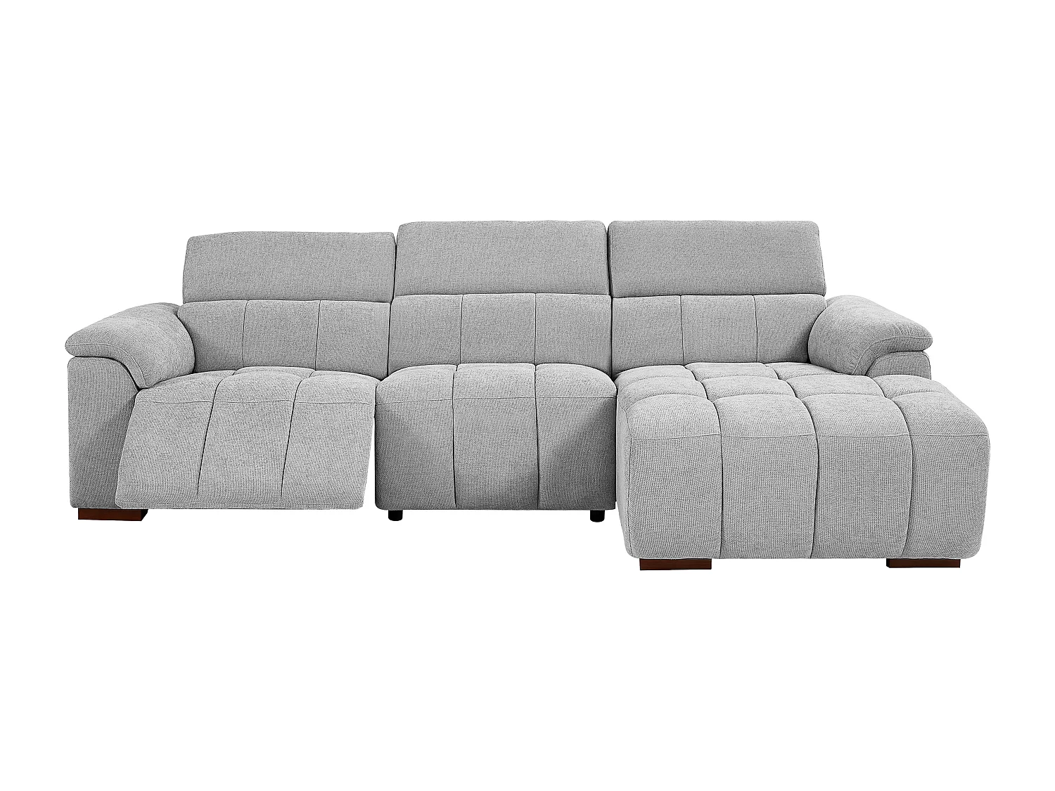 Eckrelaxsofa elektrisch - Ecke rechts - Stoff - Hellgrau - MOLPICA