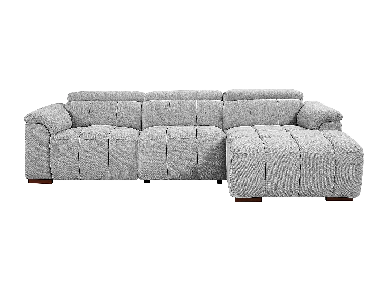 Canapé d'angle droit relax électrique en tissu gris clair MOLPICA