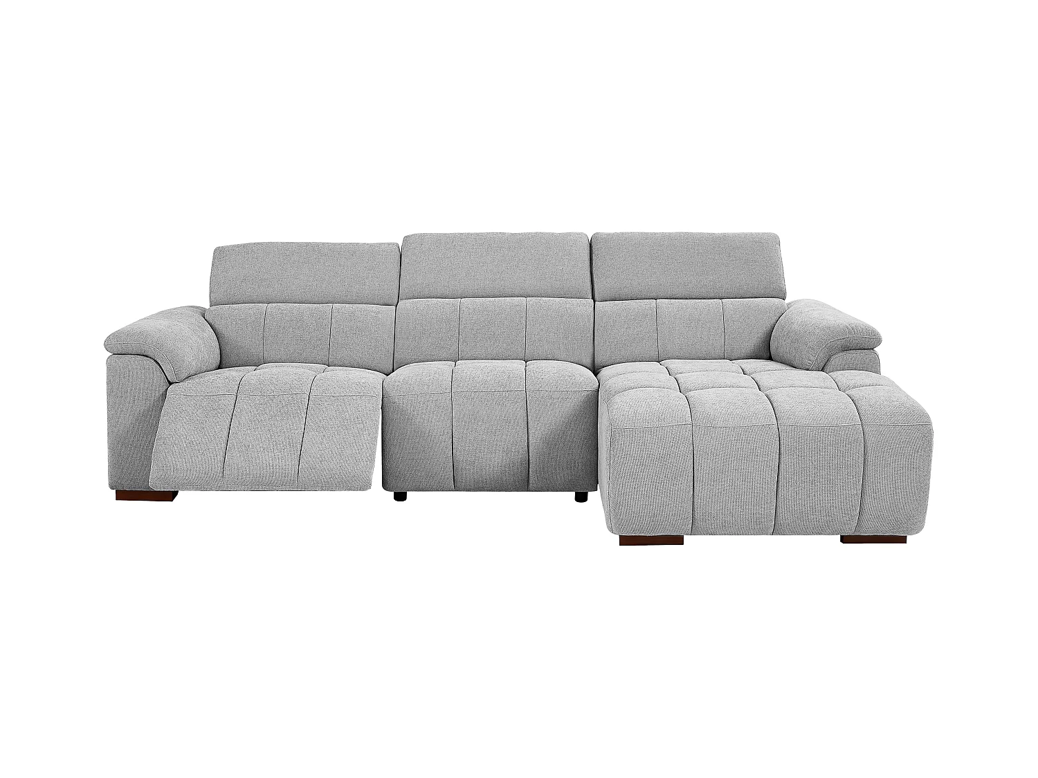 Canapé d'angle droit relax électrique en tissu gris clair MOLPICA