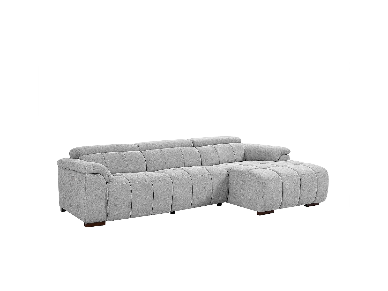 Canapé d'angle droit relax électrique en tissu gris clair MOLPICA