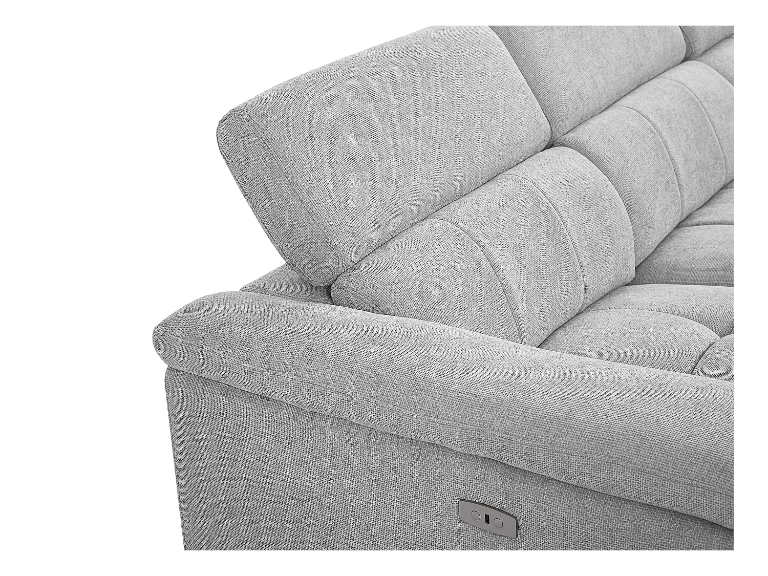 Canapé d'angle droit relax électrique en tissu gris clair MOLPICA