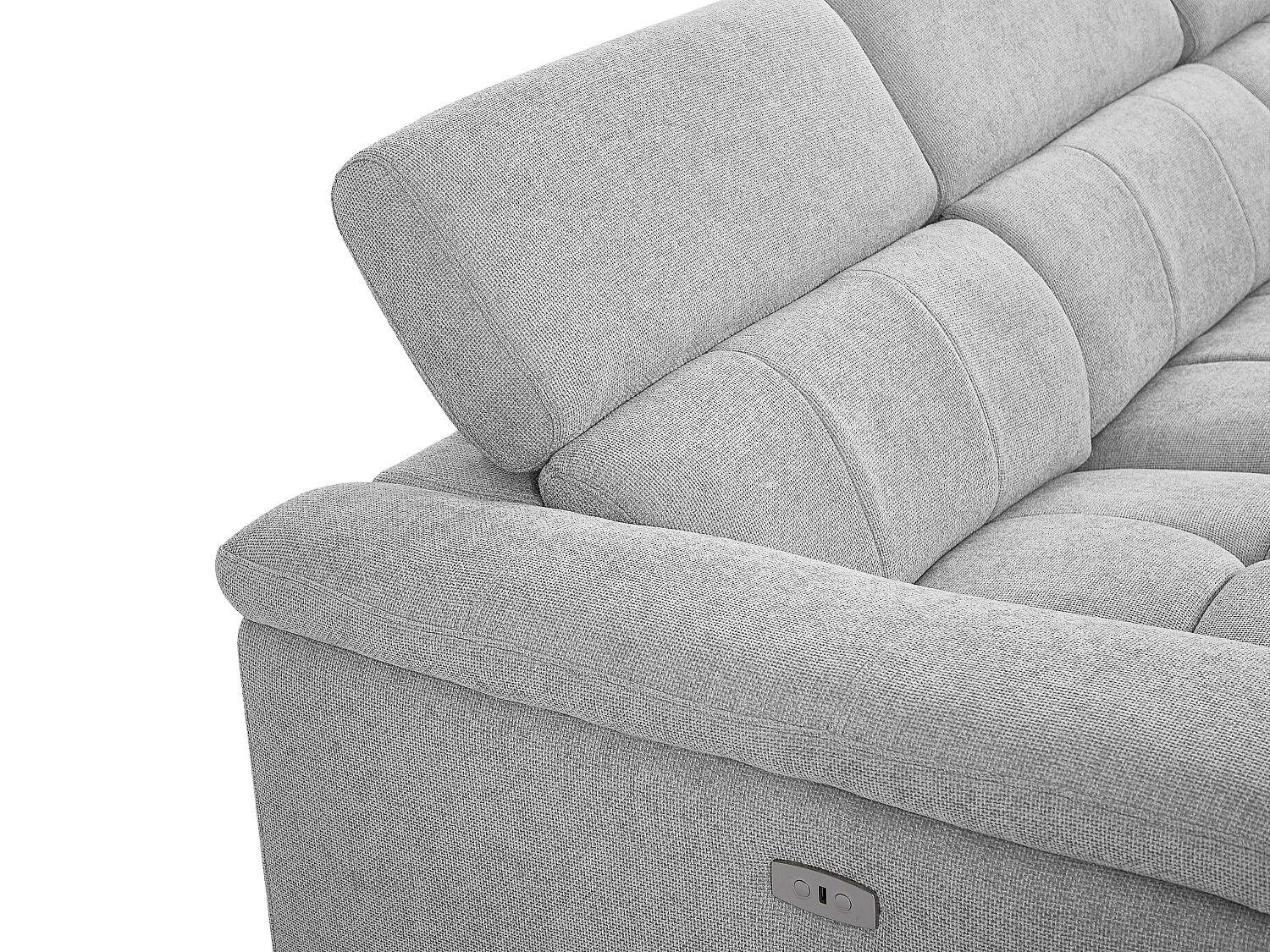 Canapé d'angle droit relax électrique en tissu gris clair MOLPICA