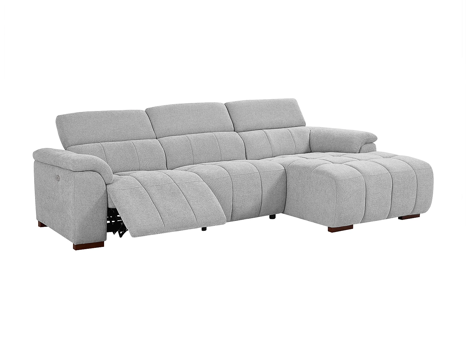 Canapé d'angle droit relax électrique en tissu gris clair MOLPICA