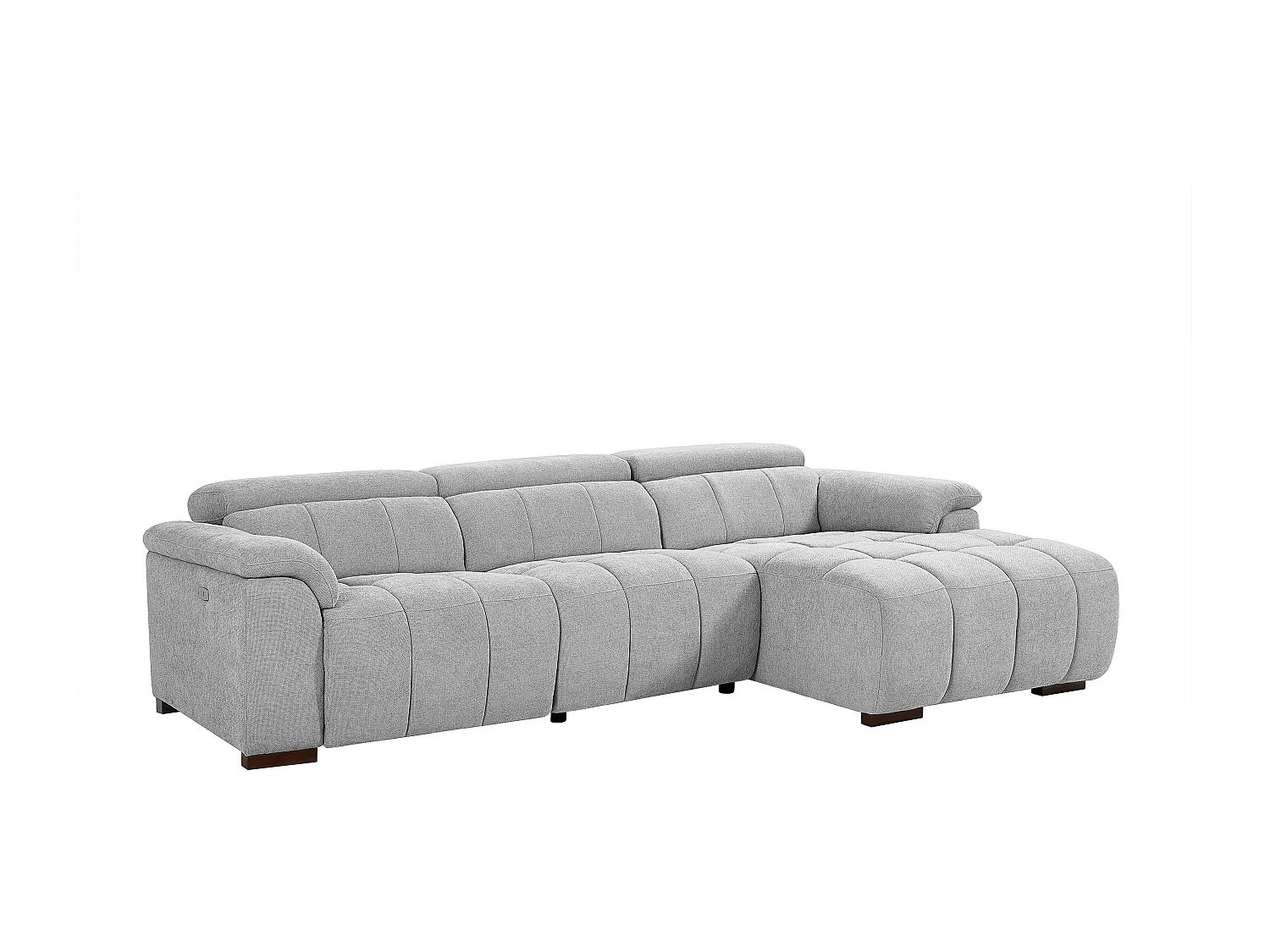 Canapé d'angle droit relax électrique en tissu gris clair MOLPICA