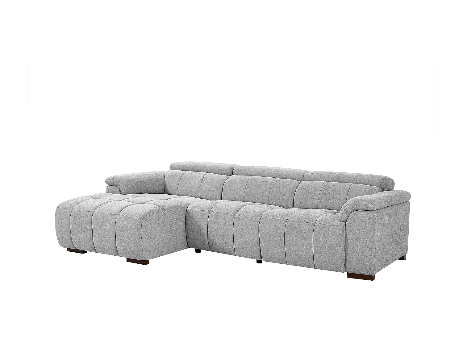 Canapé d'angle gauche relax électrique en tissu gris clair MOLPICA