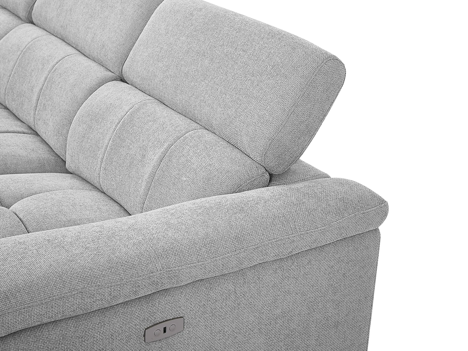 Canapé d'angle gauche relax électrique en tissu gris clair MOLPICA