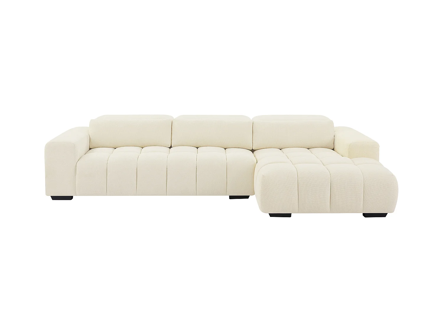Sofá rinconera derecho de tela texturizada beige LOPONZA