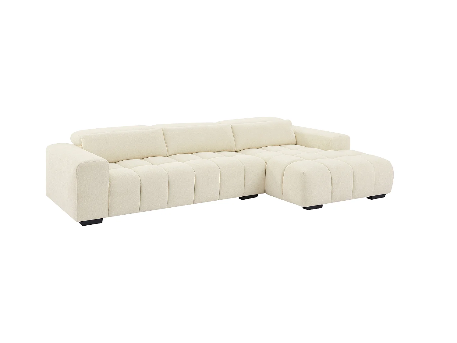 Sofá rinconera derecho de tela texturizada beige LOPONZA