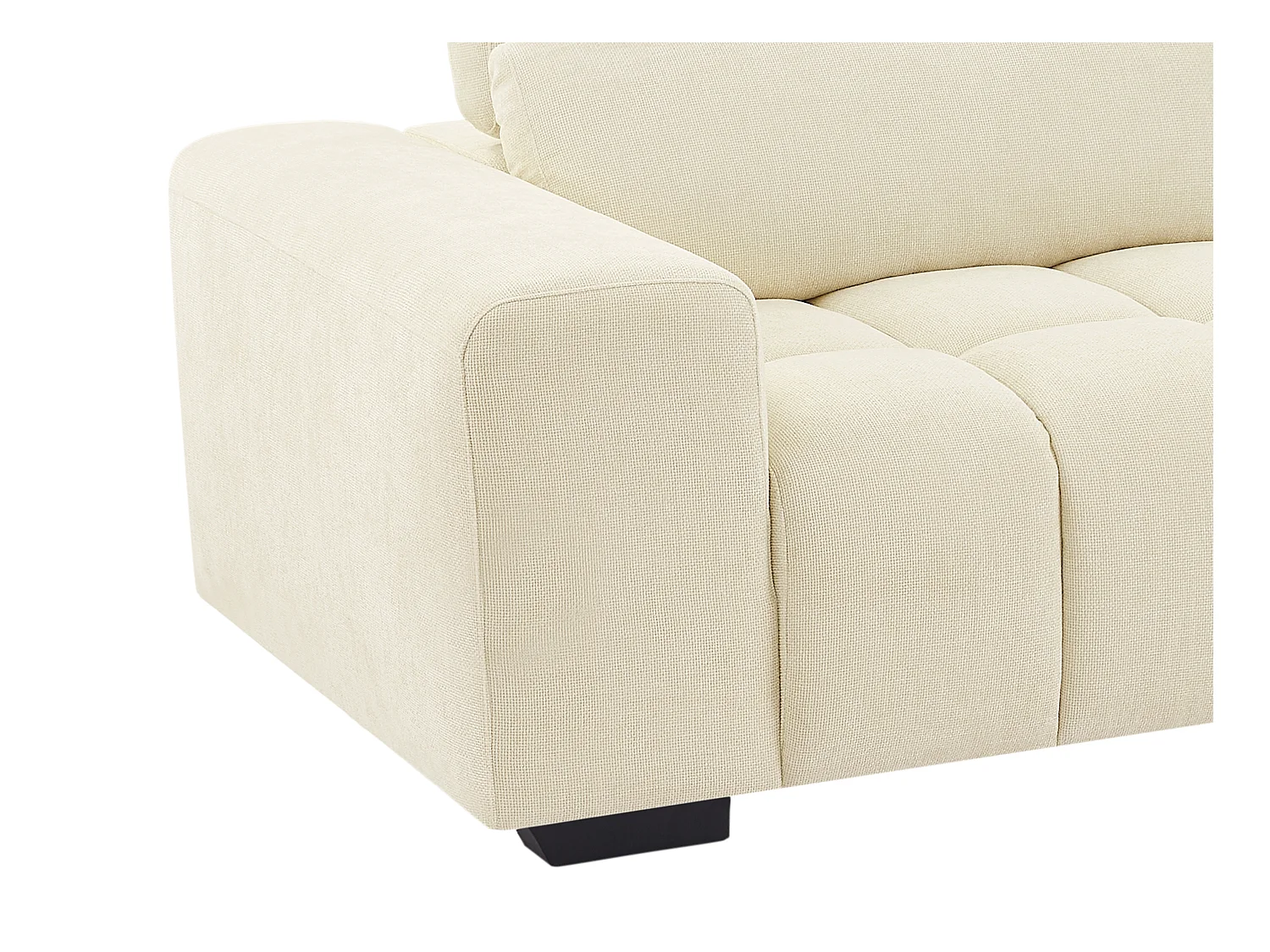 Sofá rinconera derecho de tela texturizada beige LOPONZA